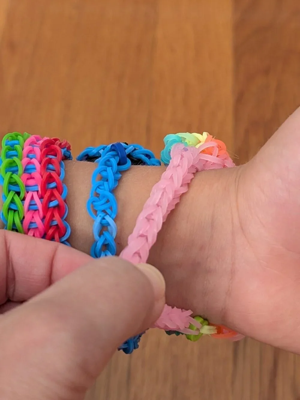 (3) Handmade Rainbow Loom Bracelets, Starburst, Triple Single & Geometric